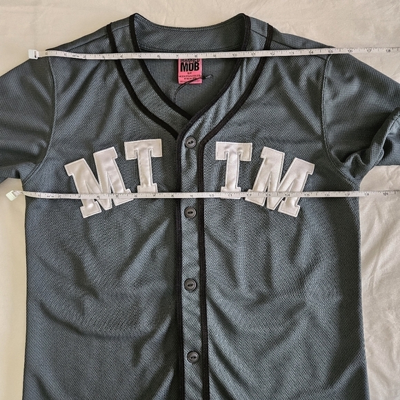 Married to the Mob green short sleeve baseball button up jersey women's size S - Picture 8 of 12